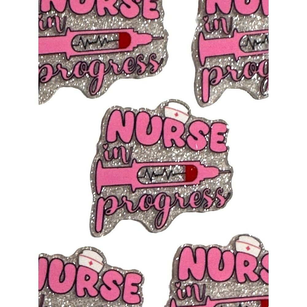 10 pc glitter RN Nurse acrylic flat back charm for badge reels keyrings earrings